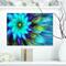 Designart - Massive Blue Green Fractal Flower - Floral Canvas Art Print